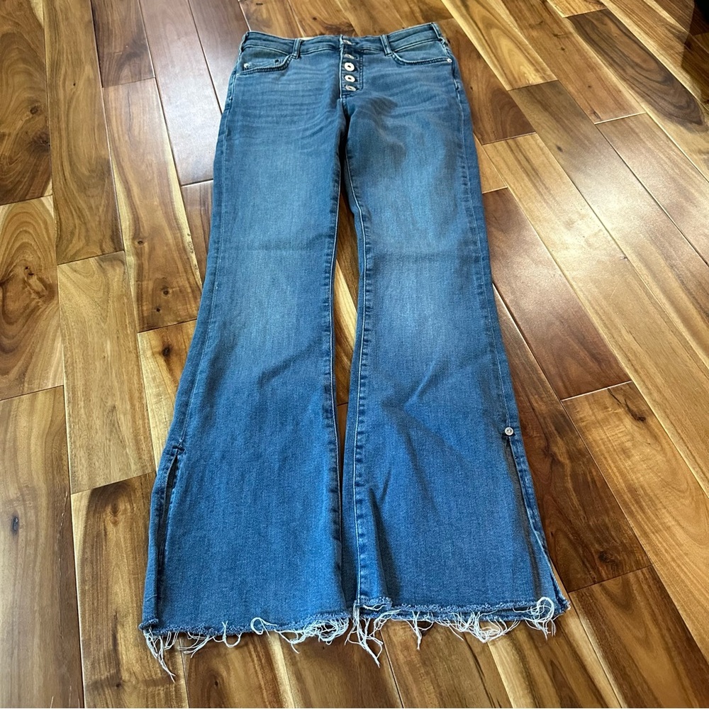 Pilcro / Anthro Jeans Sz 27 Hi-Rise Skinny Bootcut Split Released Hem